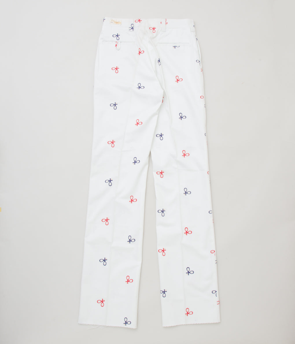 VINTAGE CLOTHING "O'CONNELLS LUCAS-CHELF TENNIS EMBROIDERY TWILL TROUSER"(WHITE)