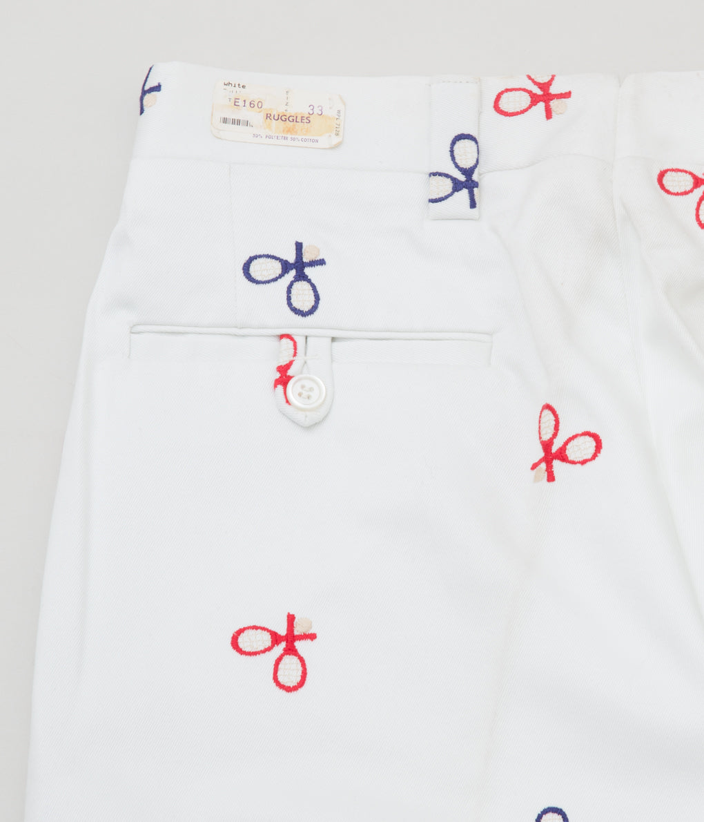 VINTAGE CLOTHING "O'CONNELLS LUCAS-CHELF TENNIS EMBROIDERY TWILL TROUSER"(WHITE)