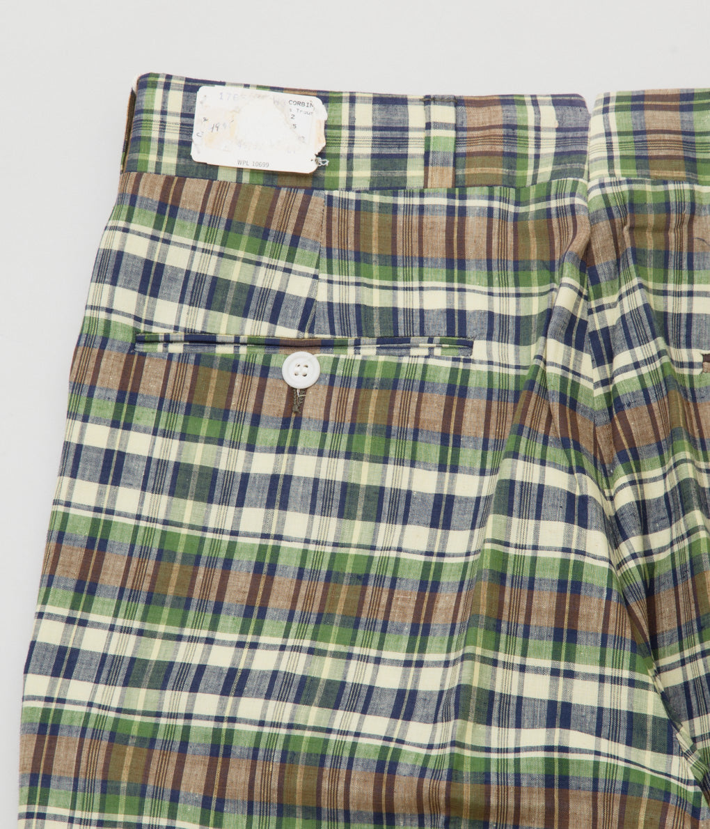 VINTAGE CLOTHING "O'CONNELLS LUCAS-CHELF MADE IN CORBI N MADRAS CHECK TROUSER"(GREEN CHECK)