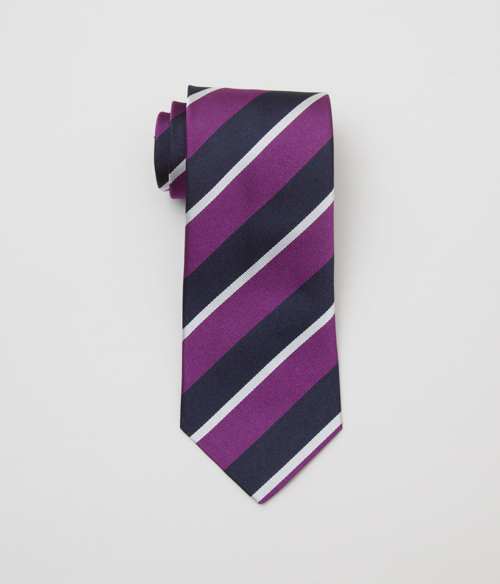 INDIVIDUALIZED ACCESSORIES "REGIMENTAL STRIPE TIE" (PURPLE/NAVY)