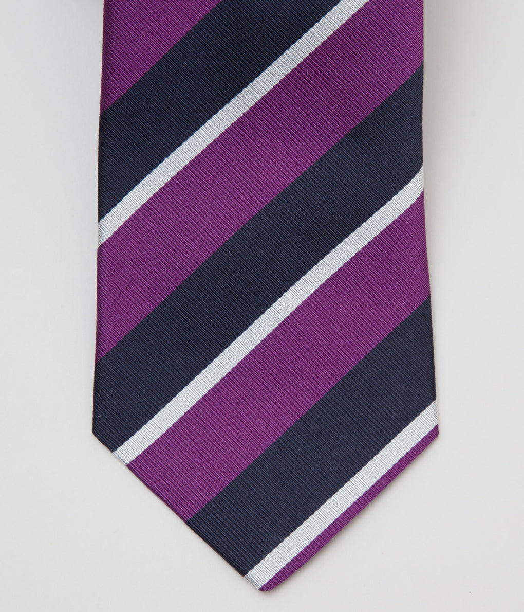 INDIVIDUALIZED ACCESSORIES "REGIMENTAL STRIPE TIE" (PURPLE/NAVY)