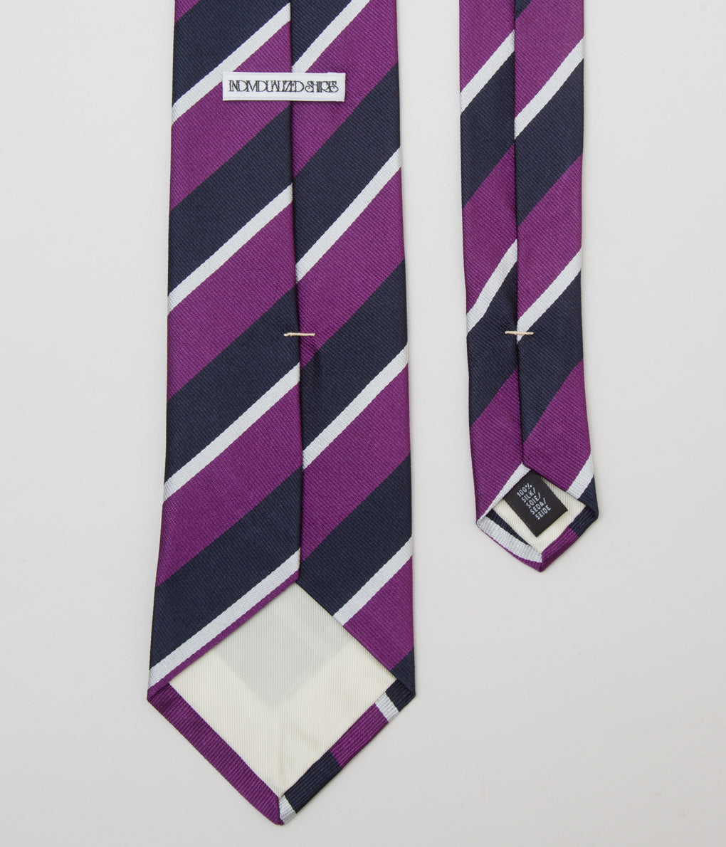 INDIVIDUALIZED ACCESSORIES "REGIMENTAL STRIPE TIE" (PURPLE/NAVY)