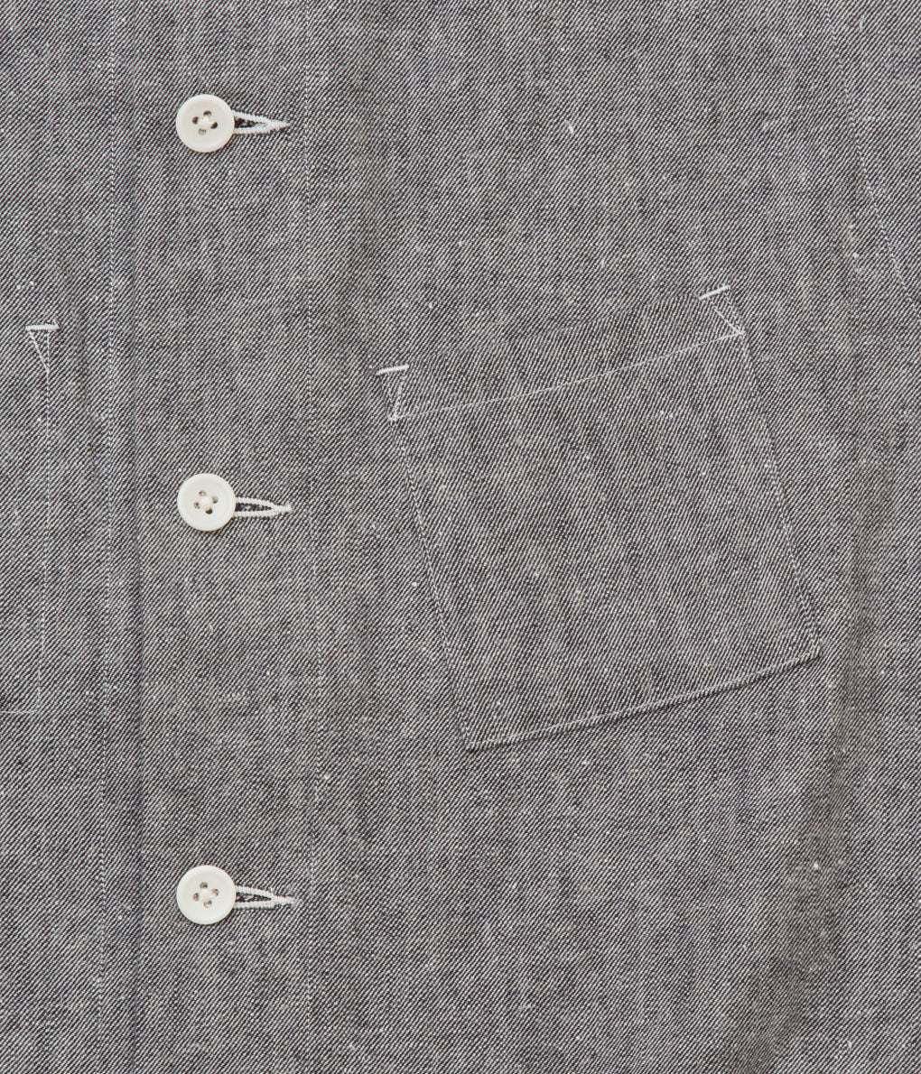 GORSCH"SCHMIED WAIST COAT COTTON LINEN ROUGH WOVEN TWILL"(BLACK)