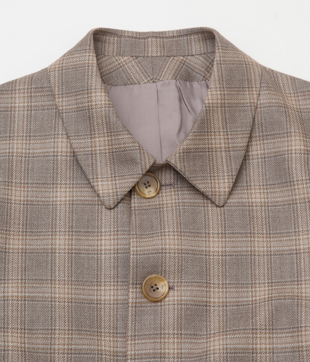 INDIVIDUALIZED CLOTHING "BAL COLLAR TOP COAT"(BROWN PLAID)