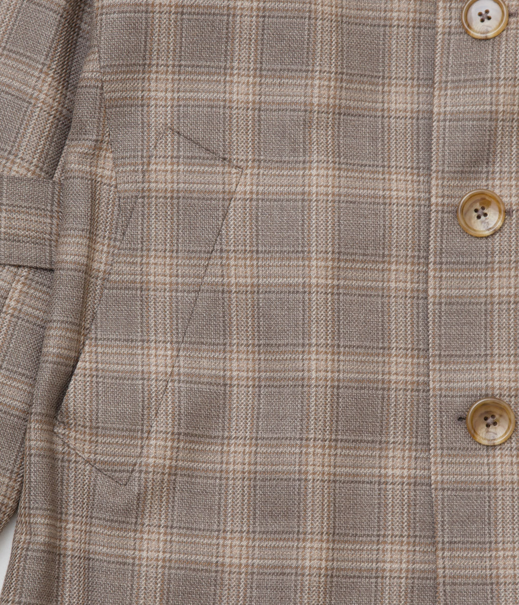 INDIVIDUALIZED CLOTHING "BAL COLLAR TOP COAT"(BROWN PLAID)