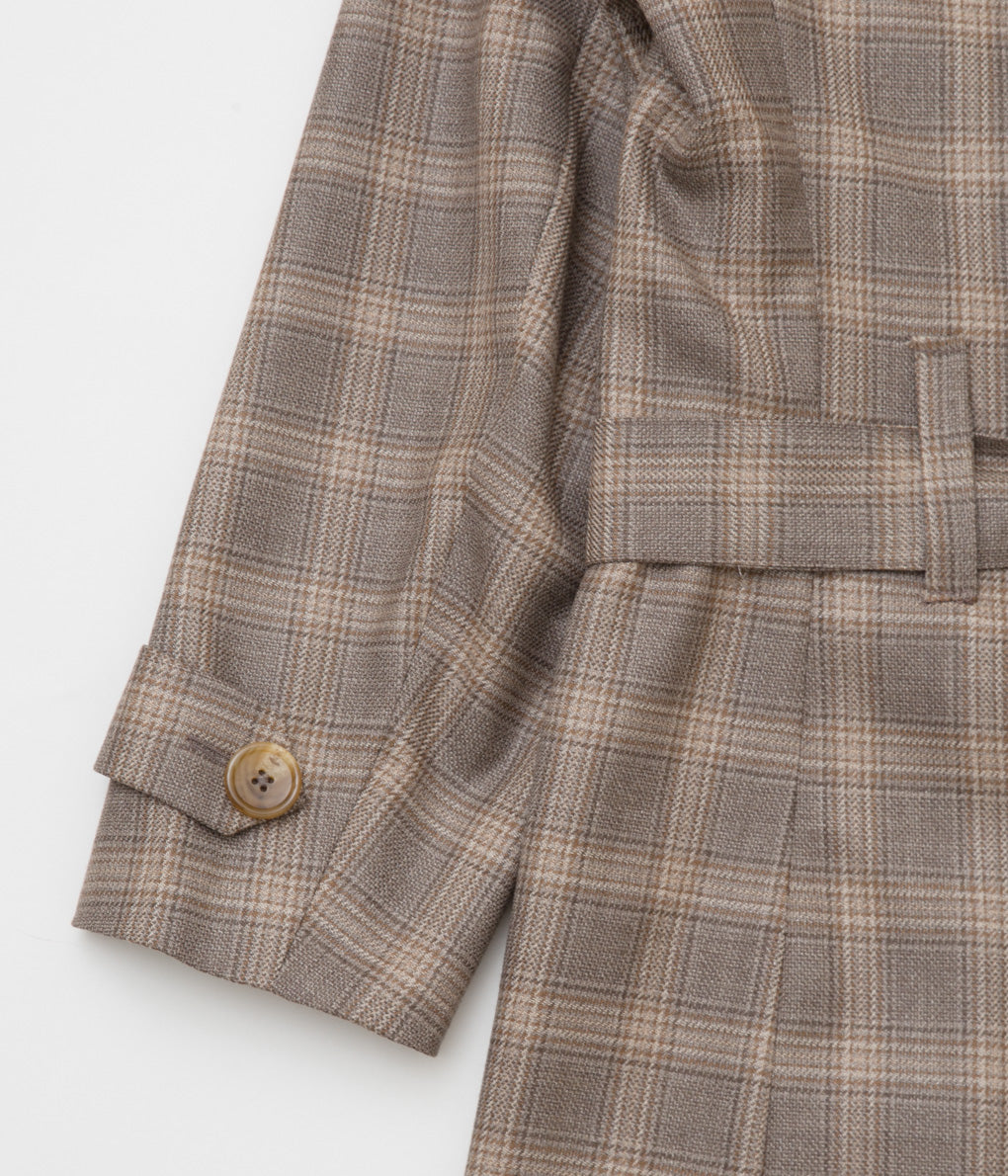 INDIVIDUALIZED CLOTHING "BAL COLLAR TOP COAT"(BROWN PLAID)