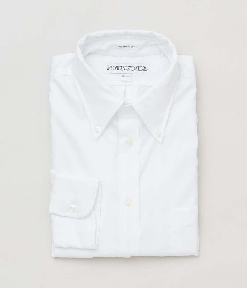 INDIVIDUALIZED SHIRTS "PINPOINT OXFORD (CLASSIC FIT BUTTON DOWN SHIRT)"(WHITE)