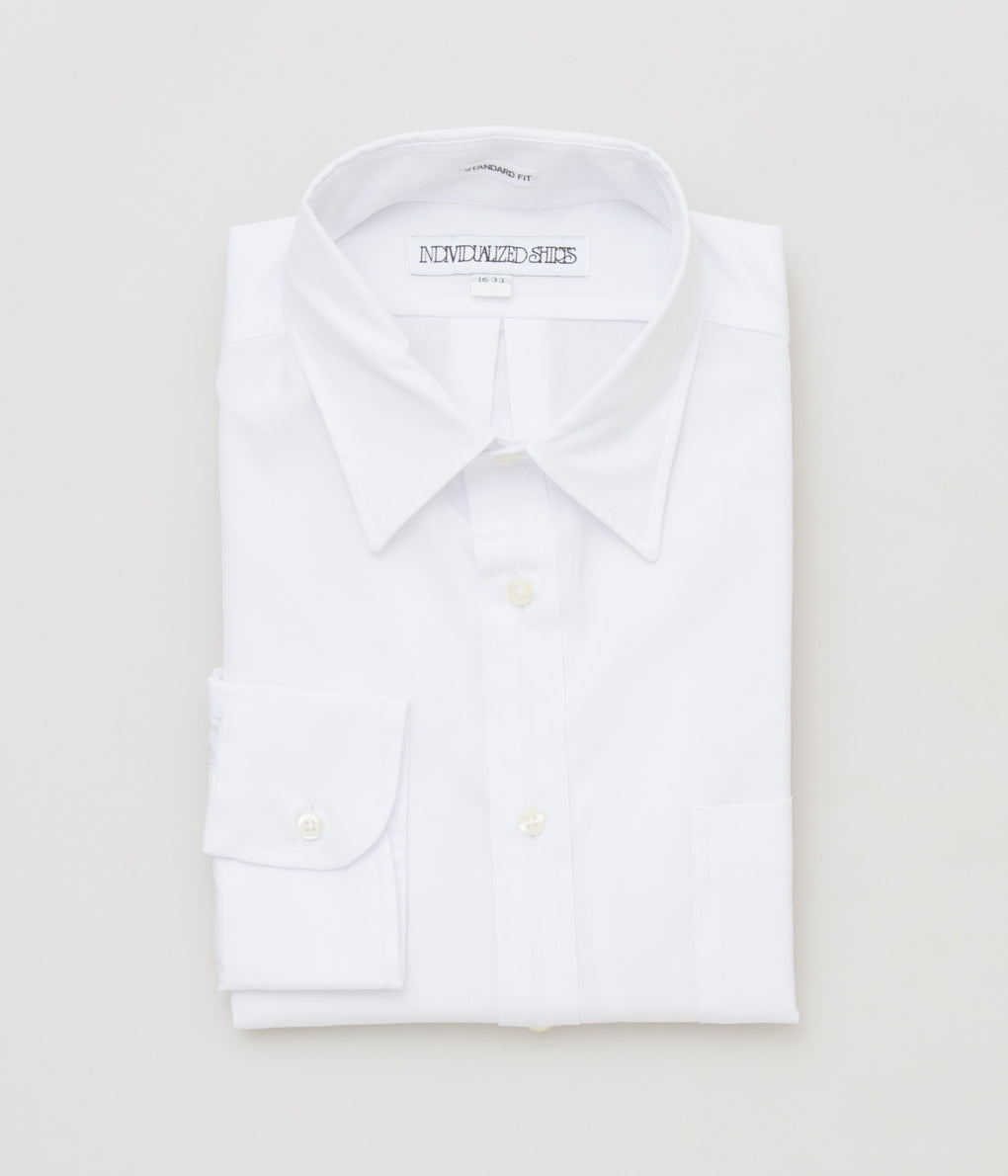 INDIVIDUALIZED SHIRTS "POPLIN (STANDARD FIT TRADITIONAL COLLAR SHIRT)"(WHITE)