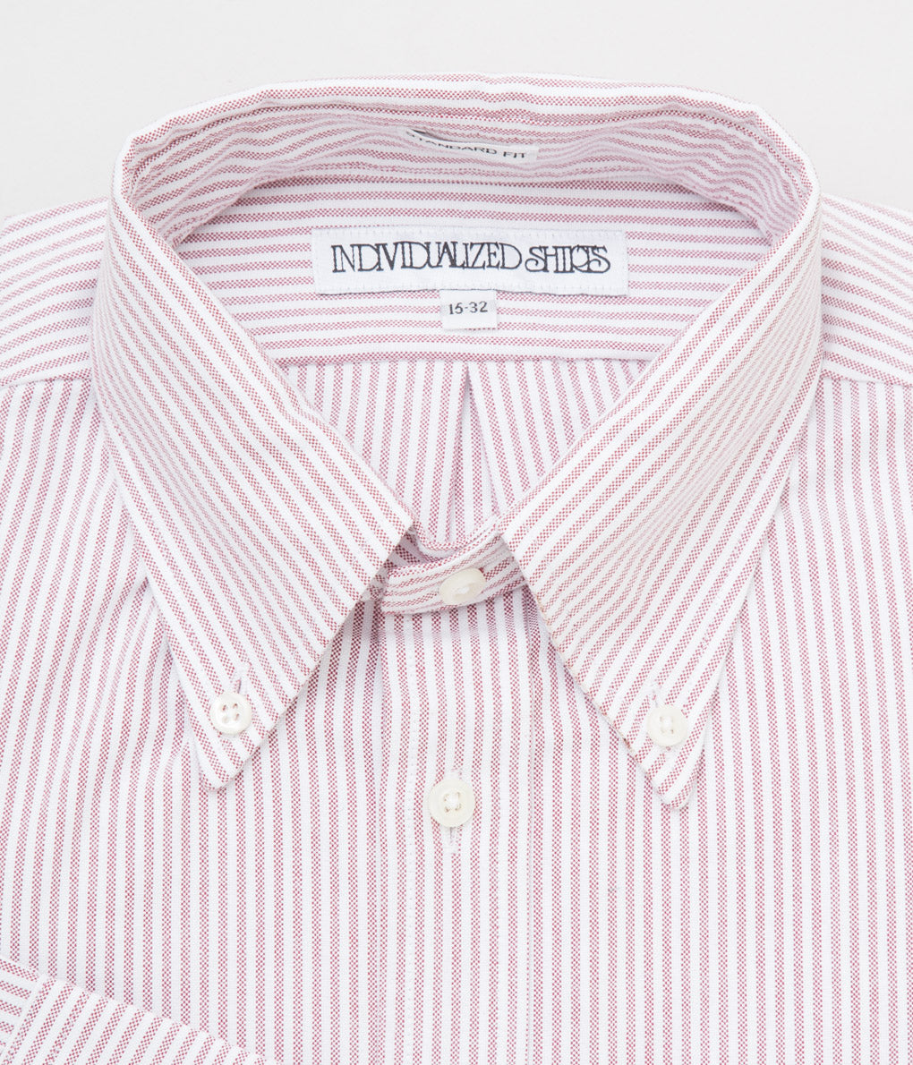 INDIVIDUALIZED SHIRTS "CANDY STRIPE (STANDARD FIT BUTTON DOWN SHIRT)"(RED)