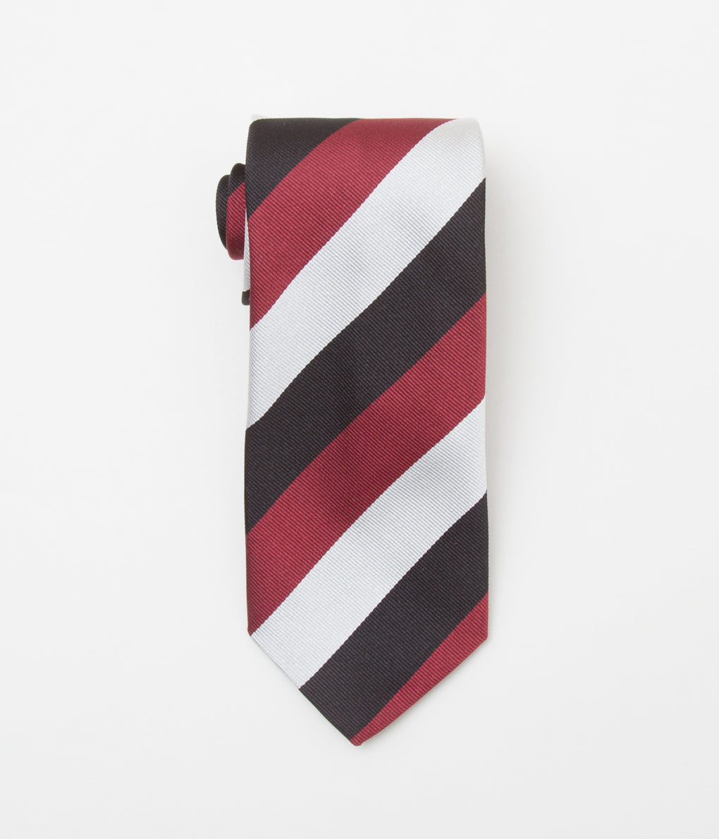 INDIVIDUALIZED ACCESSORIES "REGIMENTAL STRIPE TIE" (BLACK/BURGUNDY)