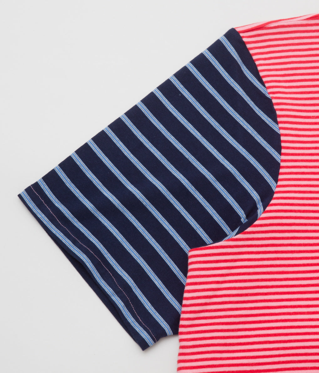 CAMIEL FORTGENS "TAILORED TEE SS"(BLUE×PINK STRIPE)