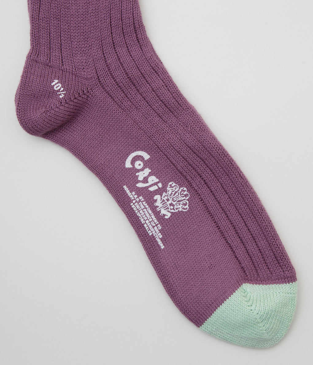 CORGI "MEN'S SOFT COTTON CONTRAST SOCKS" (MARIGOLD / PLUM)