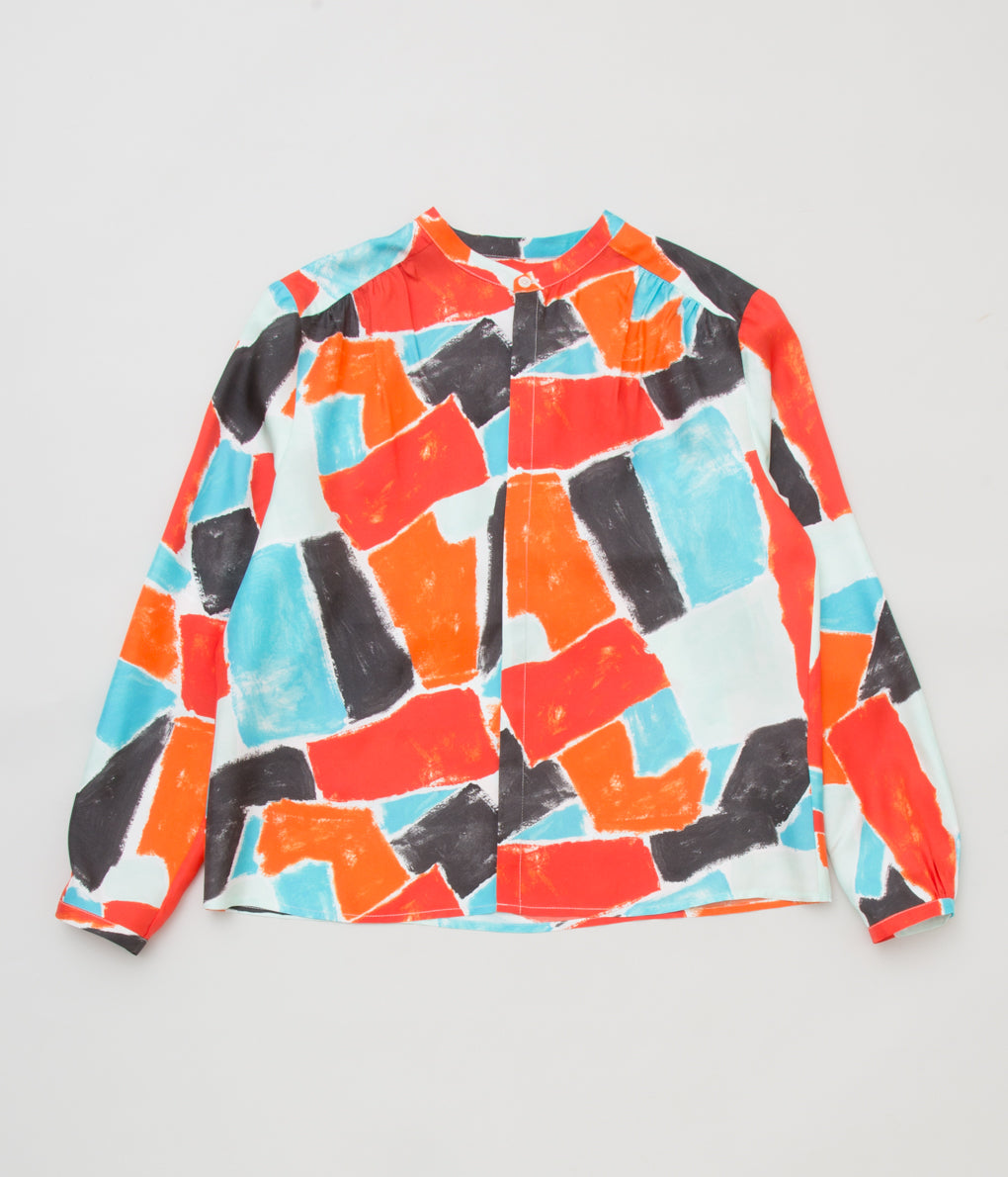 BANANATIME "EASY GRANDAD SHIRT "(STROKES REDBLUE)