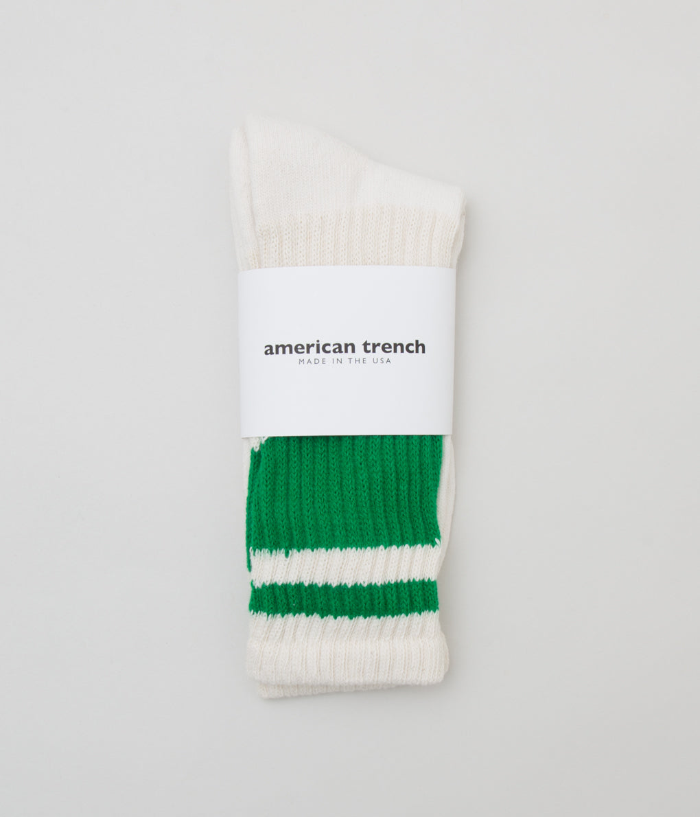 AMERICAN TRENCH "RETRO MONO STRIPE SOCK" (KELLY GREEN)