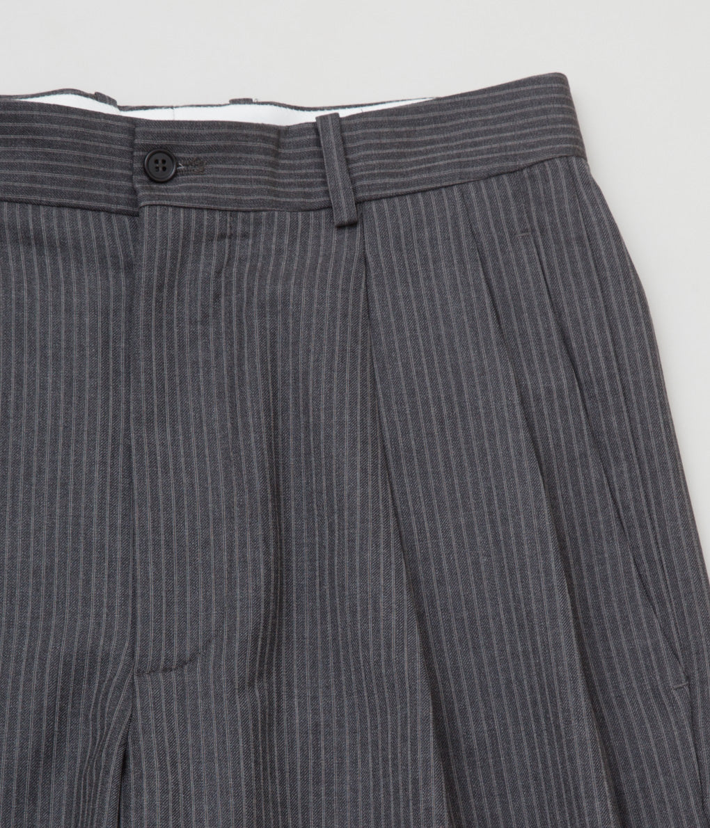 HED MAYNER "ELONGATED TROUSERS"(GREY CHALKSTRIPES)
