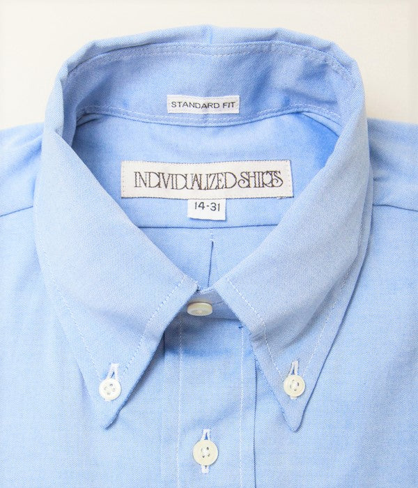 INDIVIDUALIZED SHIRTS "PINPOINT OXFORD TWO PLY 80S (STANDARD FIT BUTTON DOWN SHIRT)(LT BLUE)"