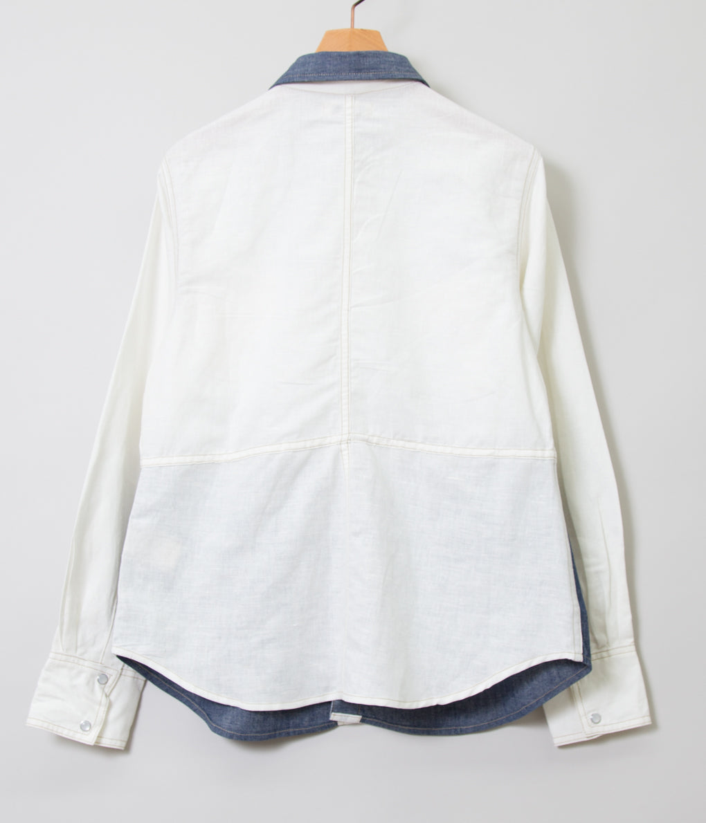 B SIDES JEANS "WESTERN SHIRTS COLOR BLOCKED"(WHITE×INDIGO)