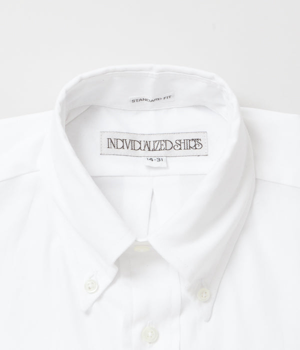 INDIVIDUALIZED SHIRTS "PINPOINT OXFORD TWO PLY 80S (STANDARD FIT BUTTON DOWN SHIRT)(WHITE)"