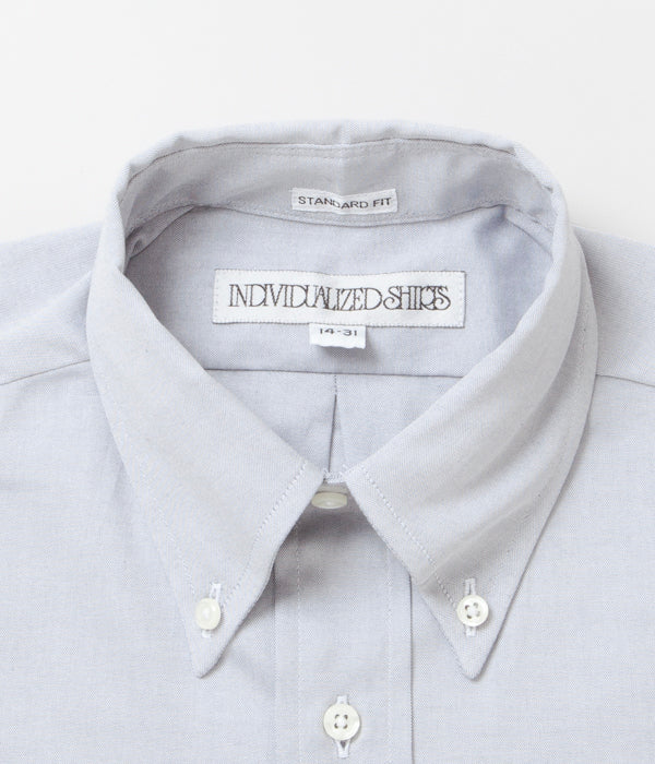 INDIVIDUALIZED SHIRTS "PINPOINT OXFORD TWO PLY 80S (STANDARD FIT BUTTON DOWN SHIRT)(LT GREY)"