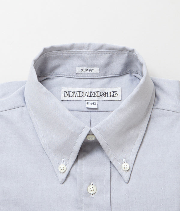 INDIVIDUALIZED SHIRTS "PINPOINT OXFORD TWO PLY 80S (SLIM FIT BUTTON DOWN SHIRT)(LT GREY)"