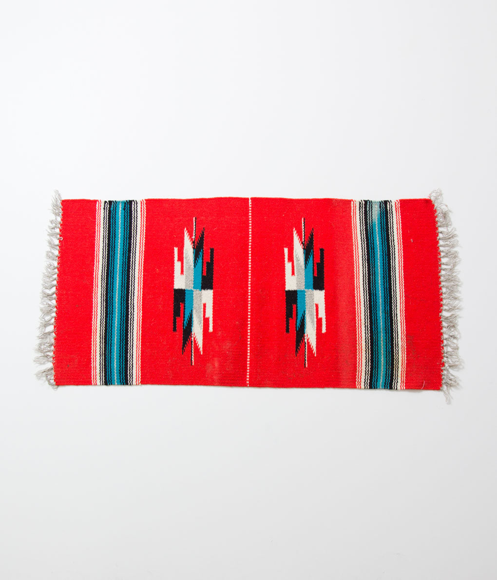 VINTAGE FABRIC "60'S CHIMAYO RUG RECTANGLE"(RED×TURQUOISE1)