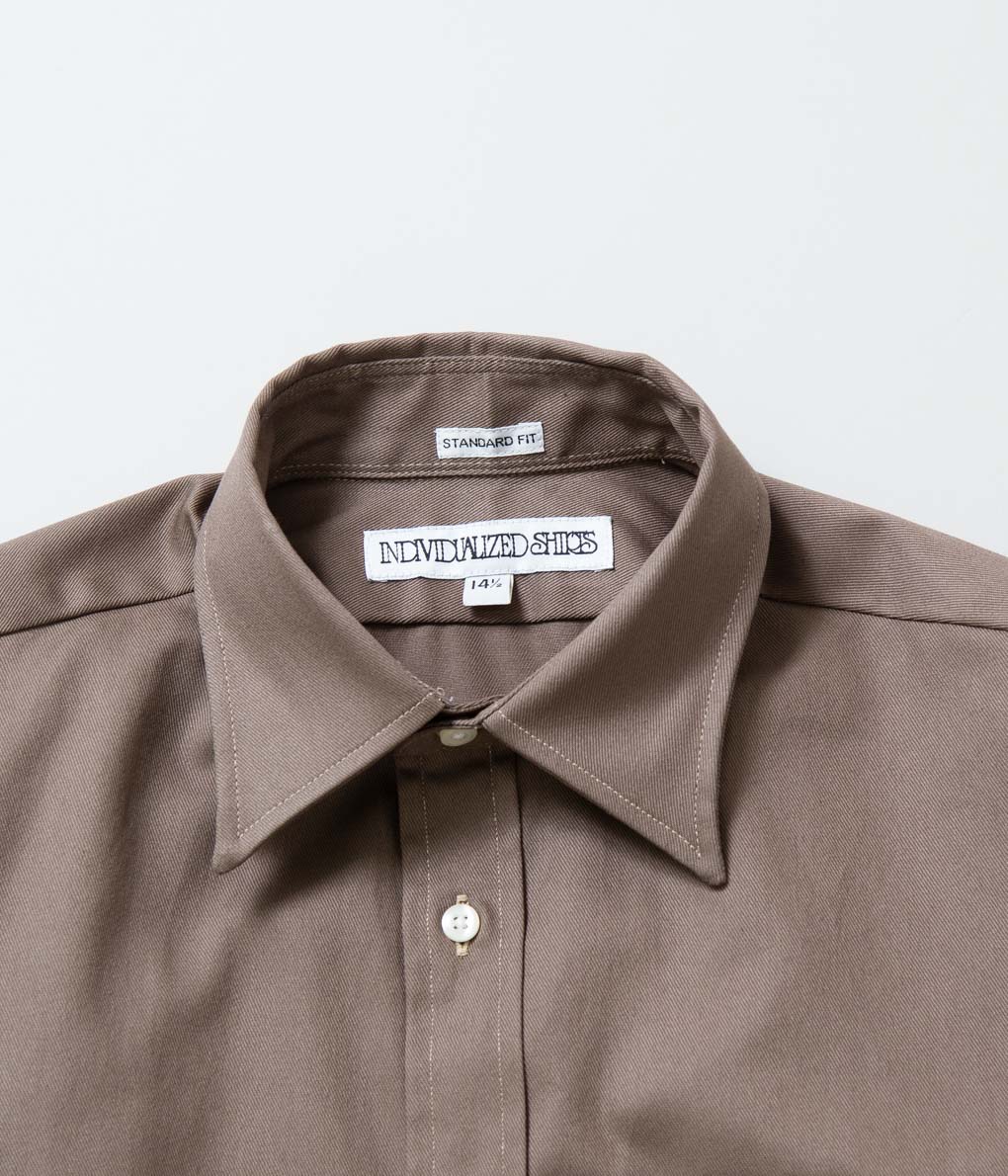 INDIVIDUALIZED SHIRTS "MILITARY TWILL (STANDARD FIT MBDM COLLAR SHIRT)"(KHAKI)