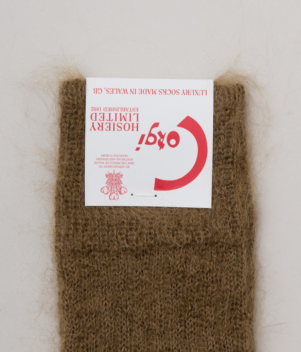 CORGI "WOMENS MOHAIR SOCKS" (BROWN)