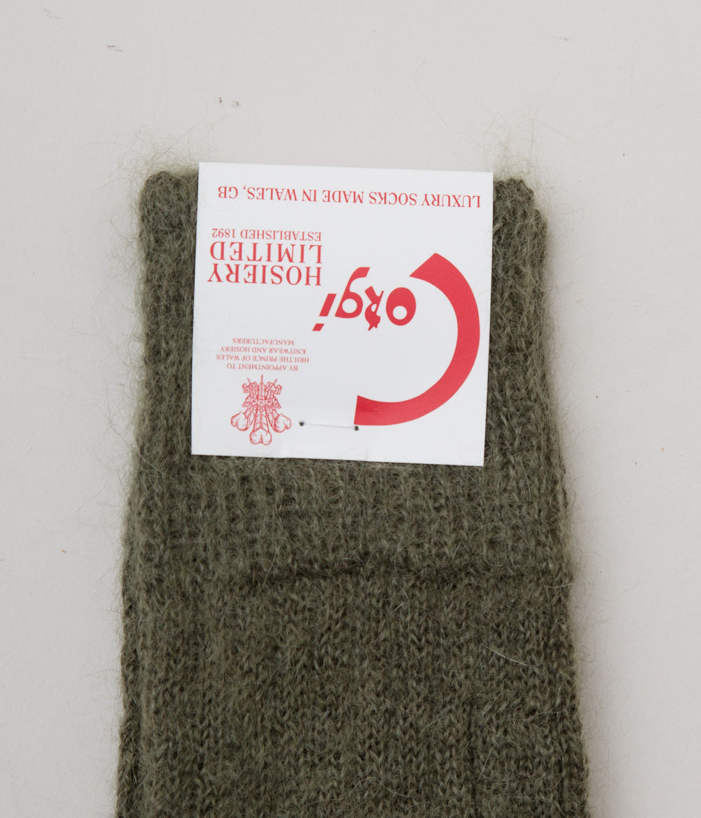 CORGI "WOMENS MOHAIR SOCKS"(OLIVE)