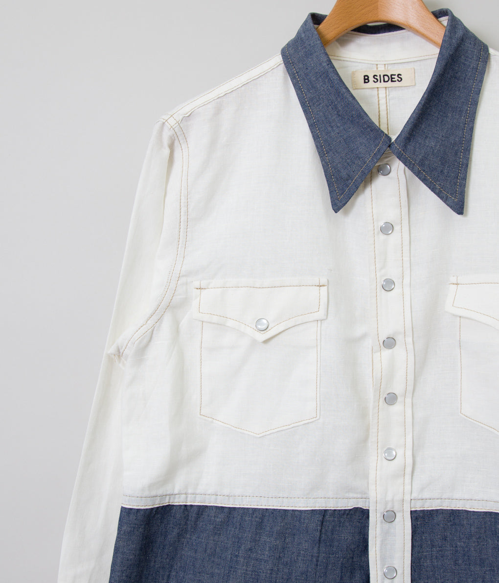 B SIDES JEANS "WESTERN SHIRTS COLOR BLOCKED" (WHITE×INDIGO)