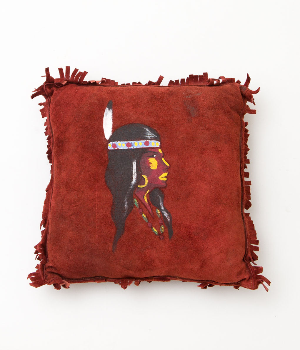 VINTAGE FABRIC "INDIAN HAND PAINT SUEDE PILLOW 2SET"