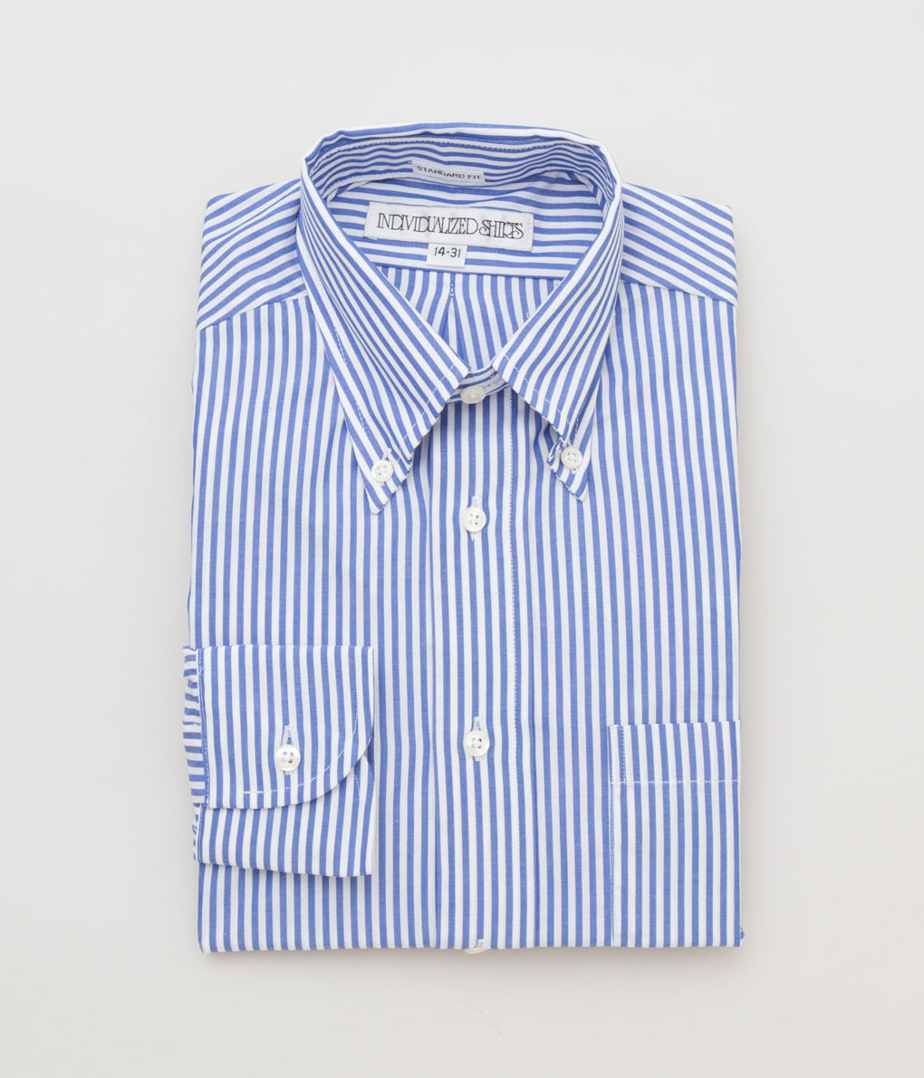 INDIVIDUALIZED SHIRTS "BENGAL STRIPE (STANDARD FIT BUTTON DOWN SHIRT)(BLUE)"