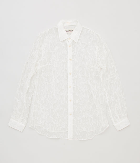 BEAUGAN "BUBBLED ORGANZA SHIRT (SILK 100%)"(OFF WHITE)
