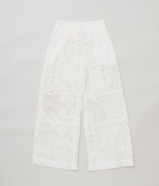 PHOEBE ENGLISH "PATCHWORK LACE TROUSERS"(OFF WHITE)