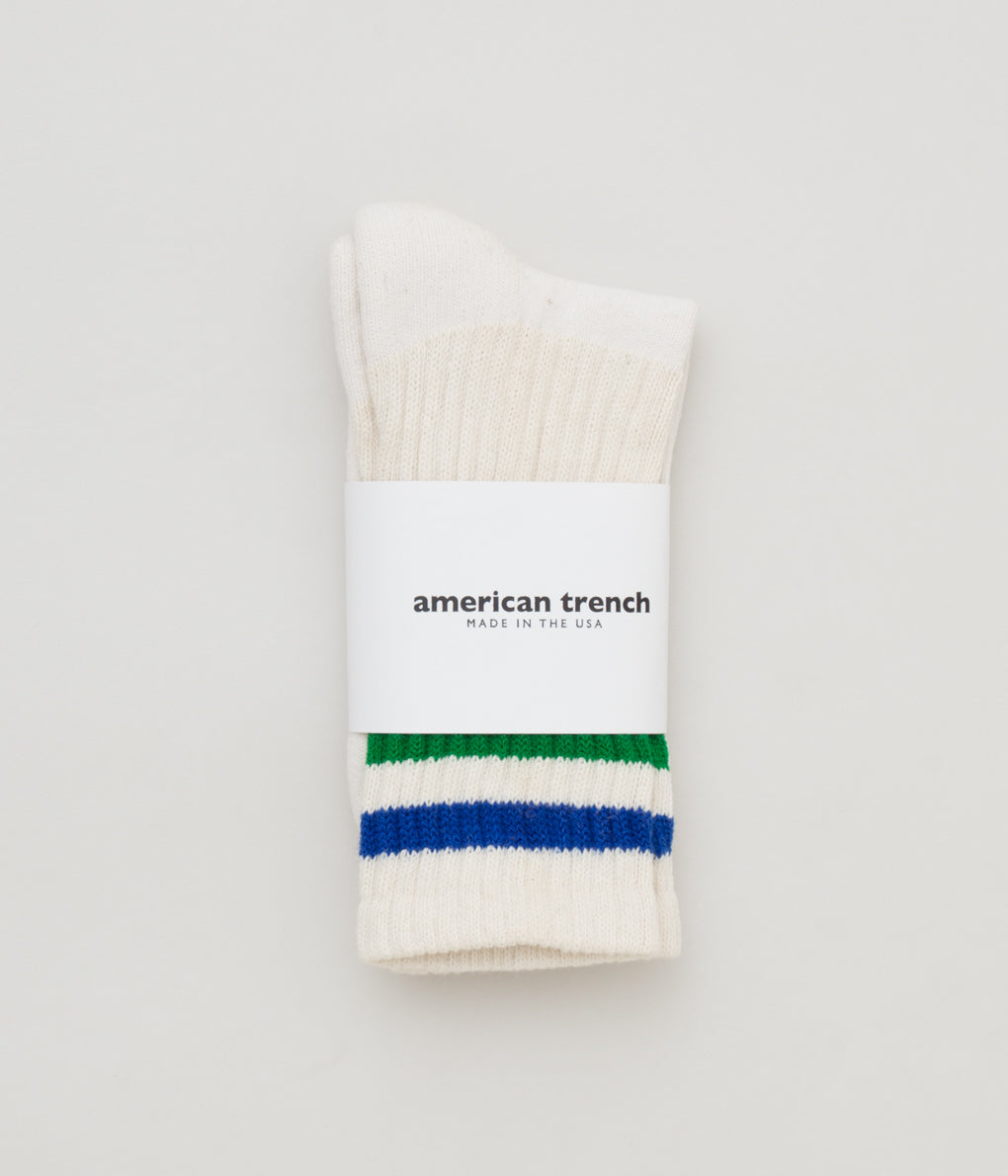 AMERICAN TRENCH "RETRO STRIPE SOCK" (KELLY GREEN×ROYAL)