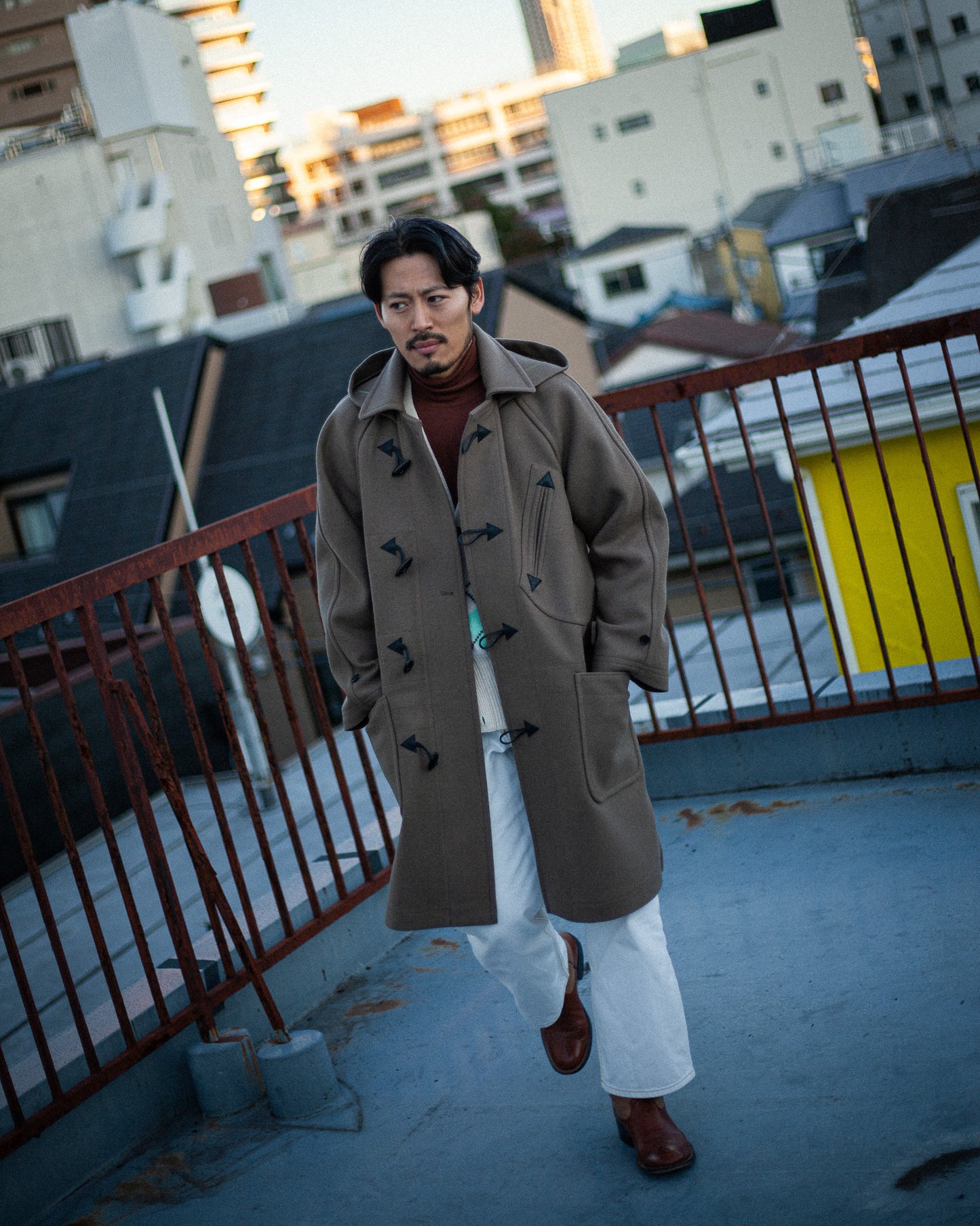 SUN/KAKKE "GRANGE -Joshua Ellis Duffle Coat-"(CAMEL)