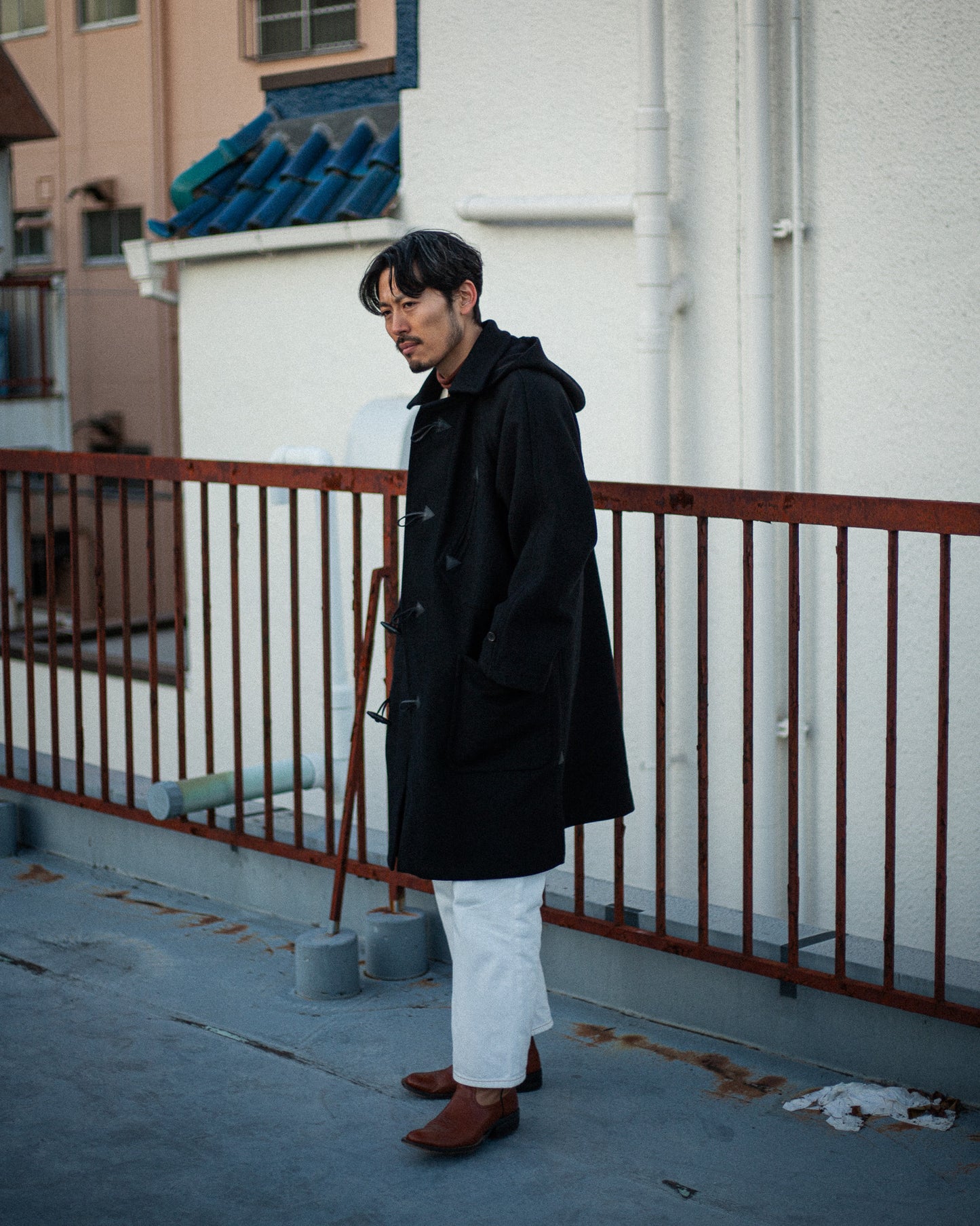 SUN/KAKKE "GRANGE -Joshua Ellis Duffle Coat-"(BLACK)