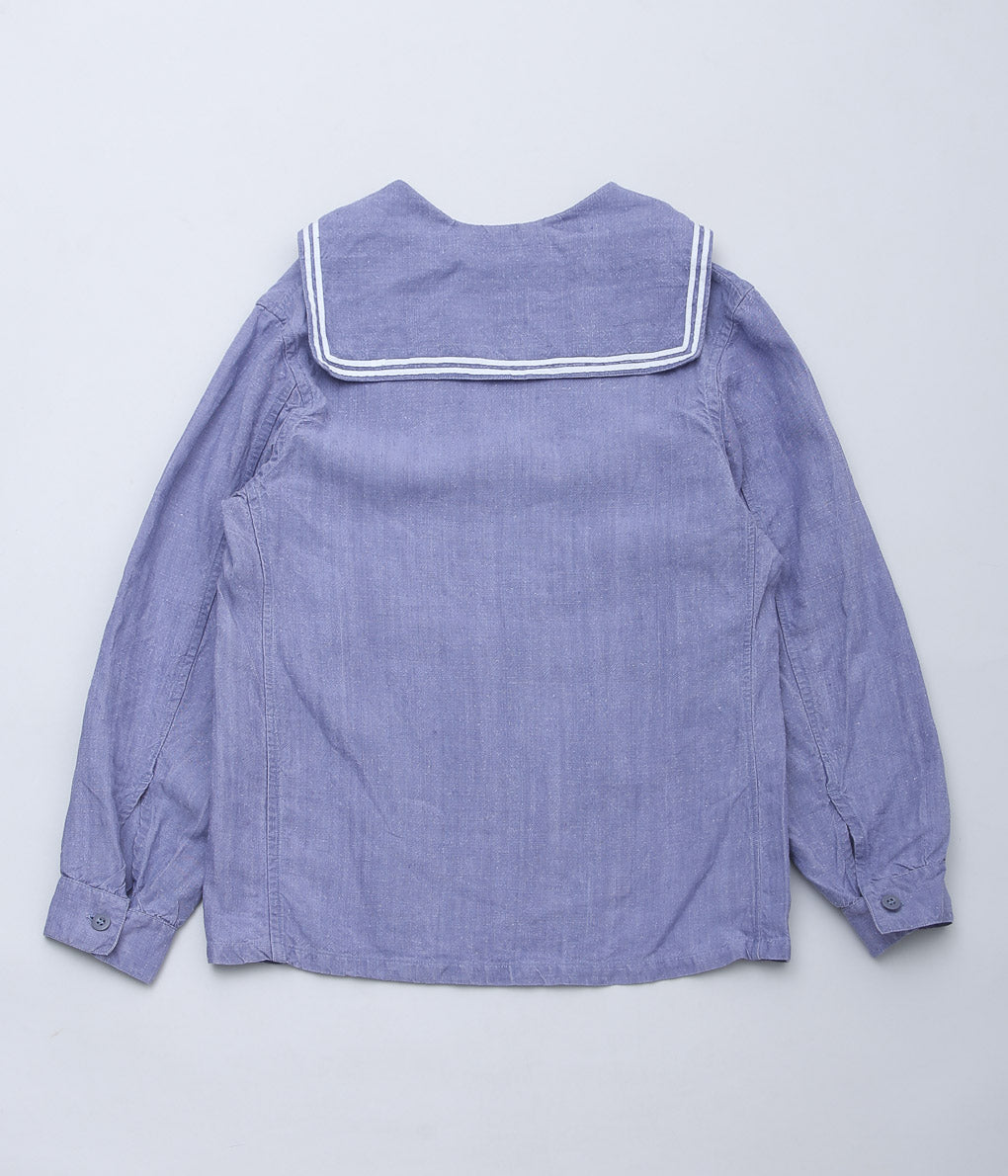 USED&VINTAGE ''1950'S FRENCH NAVY LINEN SAILOR TOP ⓶'' (LT BLUE)