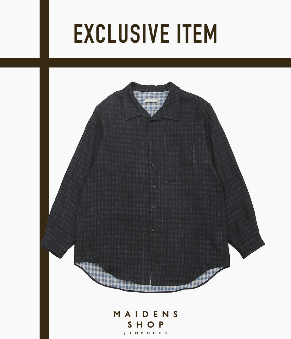 GORSCH ''DOUBLE SIDED GAUZE BREATH COLLAR SHIRT'' (BLACK CHECK)