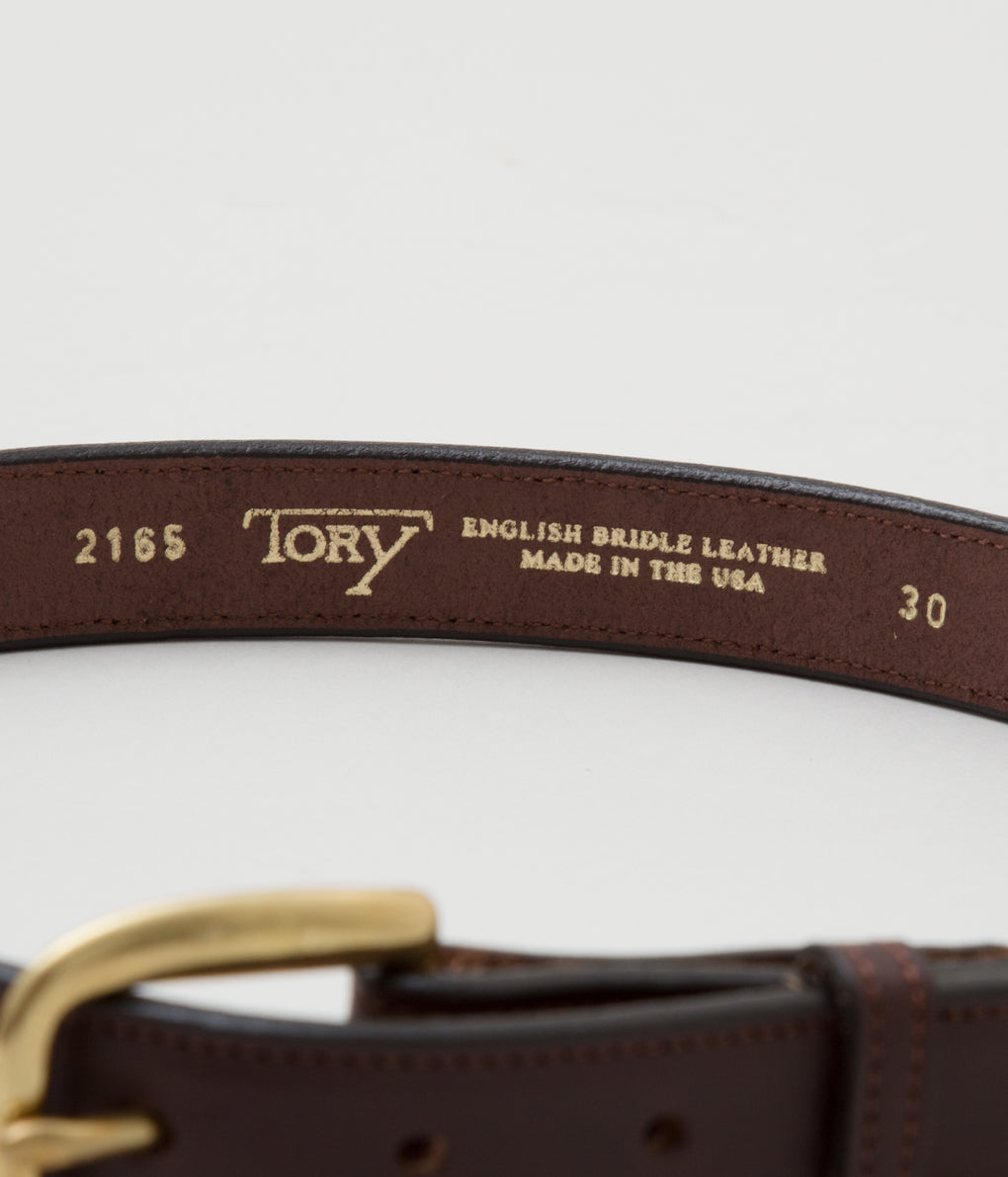 TORY LEATHER ''2165 CLASSIC BRIDLE LEATHER RAISED BELT'' (HAVANA/BRASS)