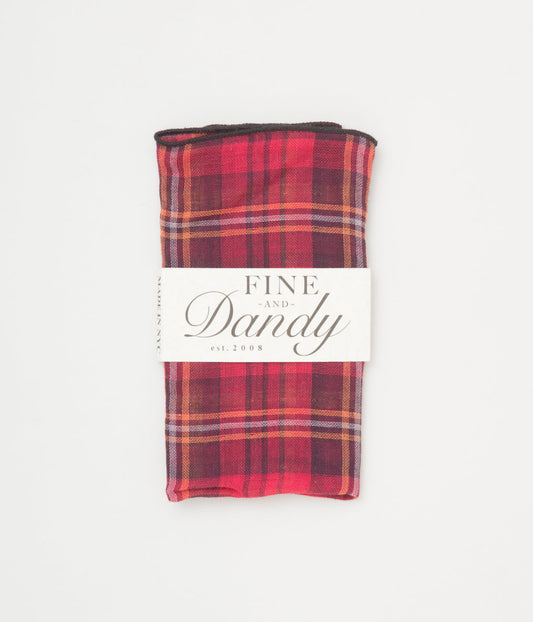 FINE AND DANDY "POCKET SQUARES"(RED/ORANGE CHECK)