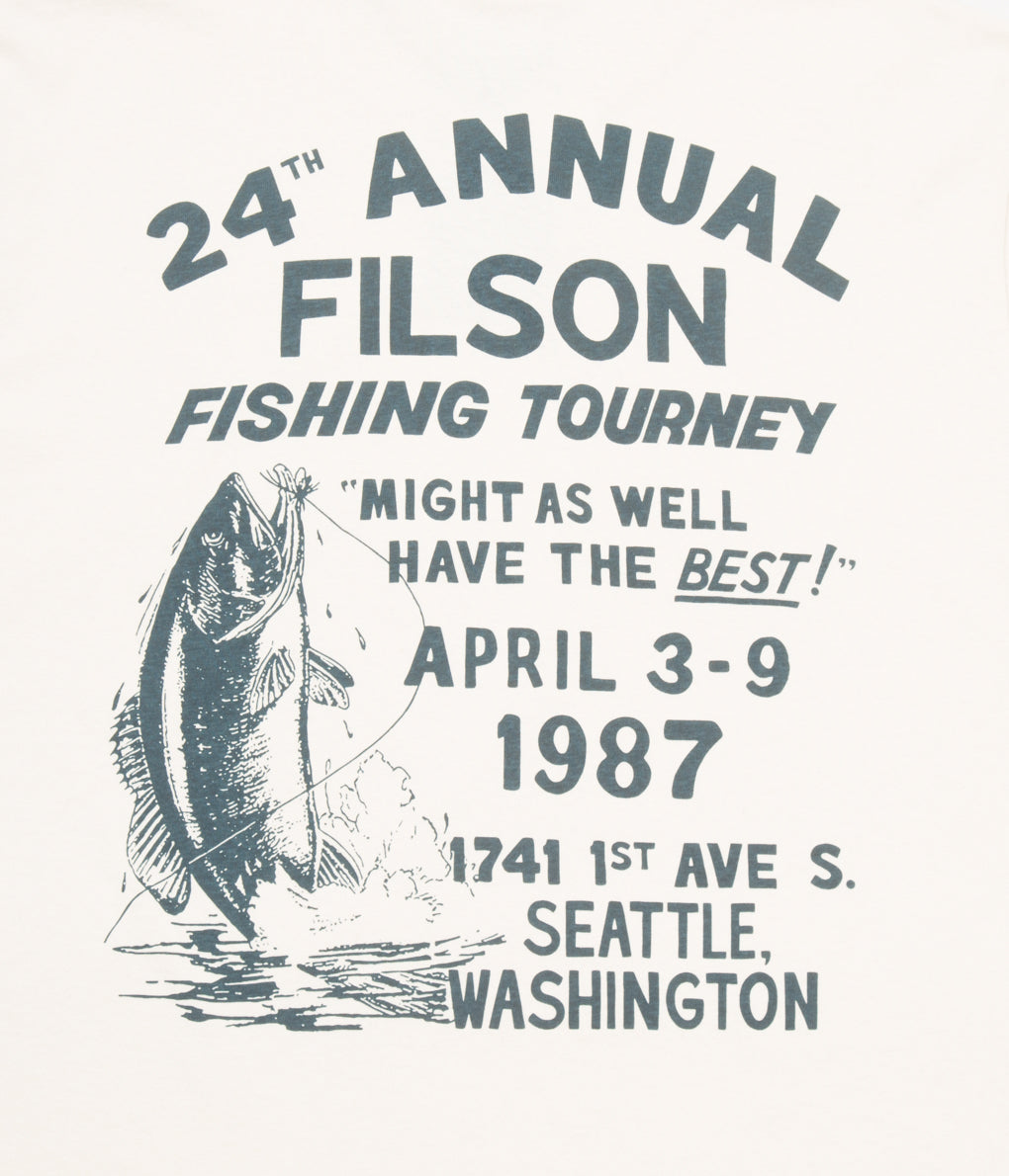 FILSON "S/S PIONEER GRAPHIC TEE" (STONE/FISHING TOURNEY)