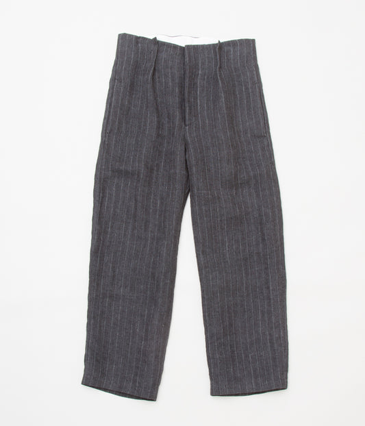 K`ANG "UNISEX PLATED WAIST WIDE FIT TROUSERS"(D.GREY)
