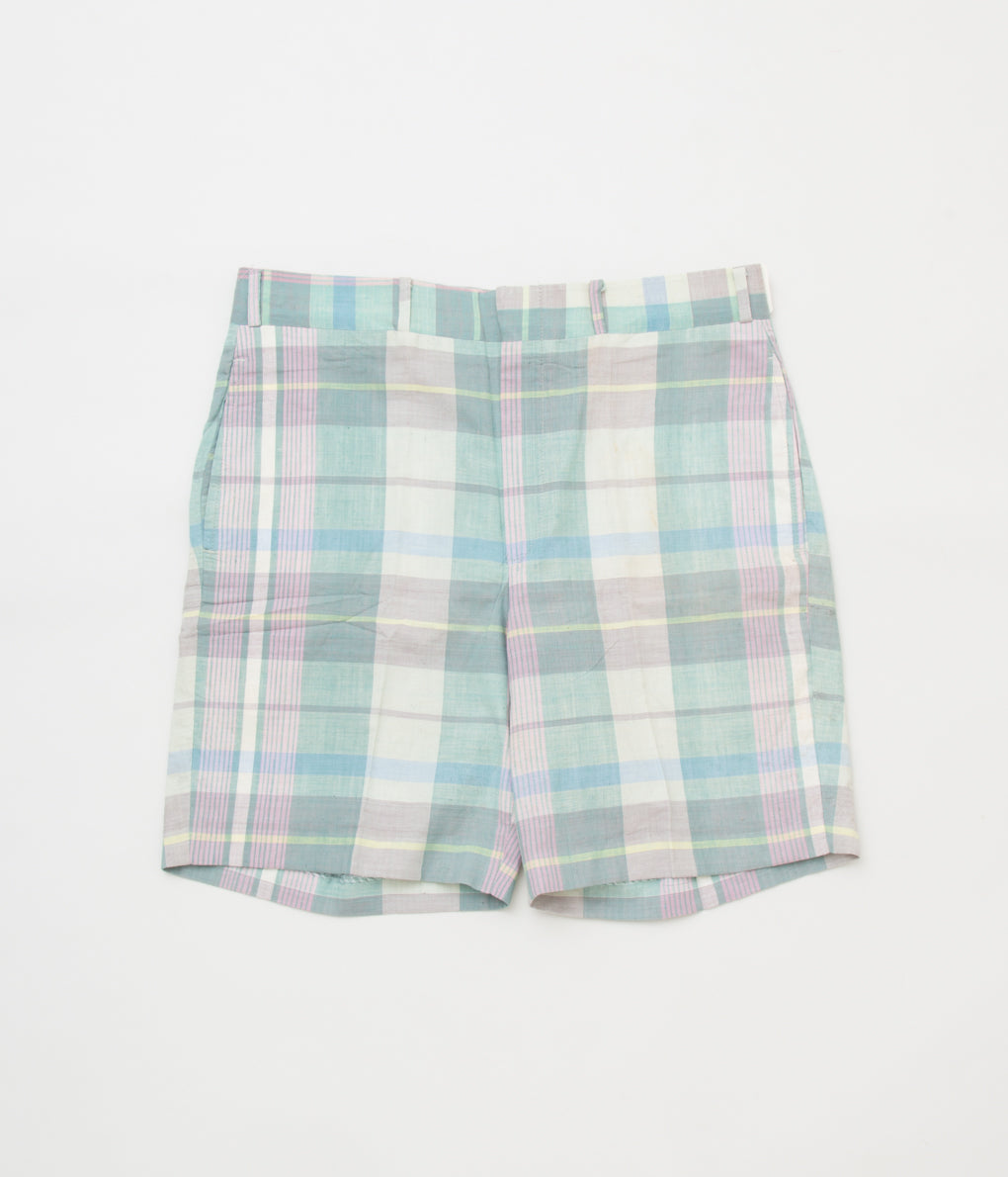 VINTAGE "O'CONELL LUCAS-SHELF MADRAS SHORTS"(MINT GREEN CHECK)