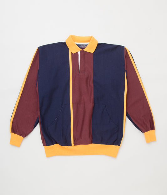 VINTAGE CLOTHING "80'S DEADSTOCK KENNETH GORDON VERTICAL STRIPE RUGBY"(WINE/NAVY/YELLOW)
