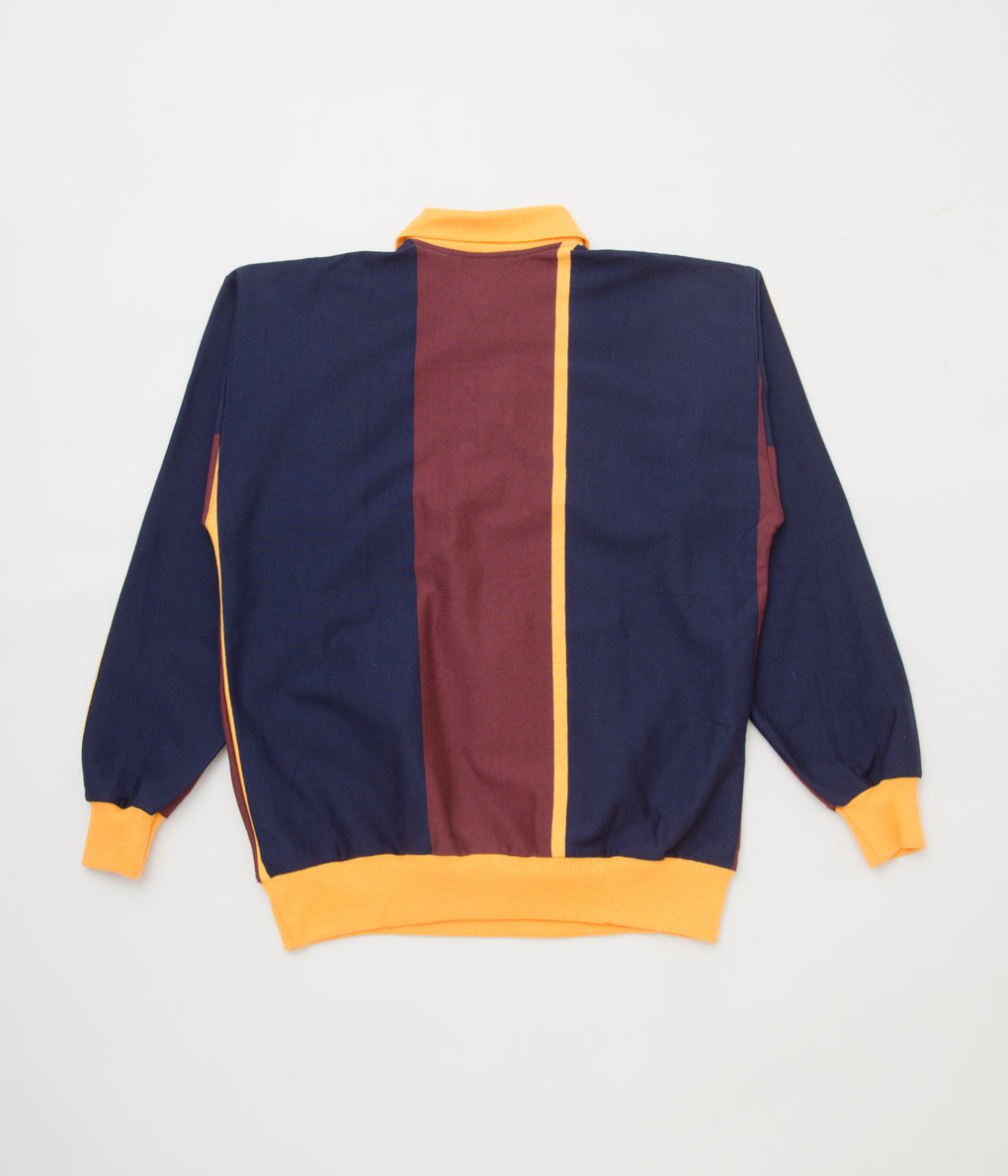 VINTAGE "80'S DEADSTOCK KENNETH GORDON VERTICAL STRIPE RUGBY"(WINE/NAVY/YELLOW)