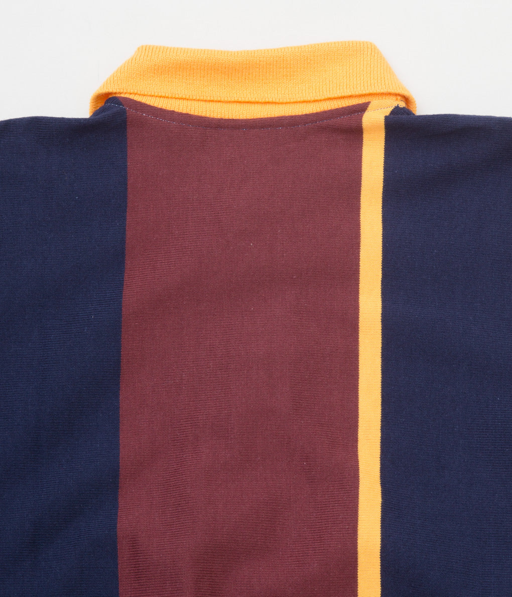 VINTAGE "80'S DEADSTOCK KENNETH GORDON VERTICAL STRIPE RUGBY"(WINE/NAVY/YELLOW)