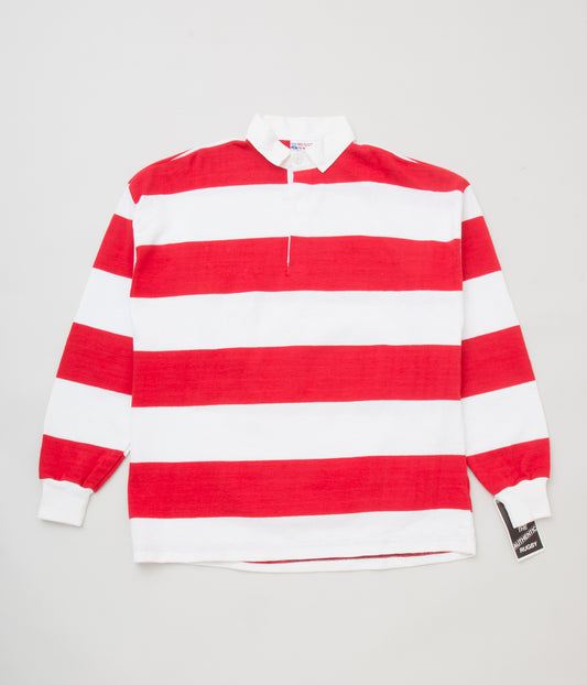 VINTAGE "80'S DEADSTOCK RUGGED WEAR RUGBY SHIRT"(WHITE/RED)