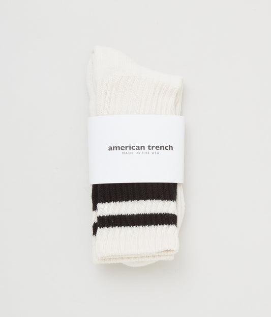 AMERICAN TRENCH "RETRO MONO STRIPE SOCK" (BLACK)