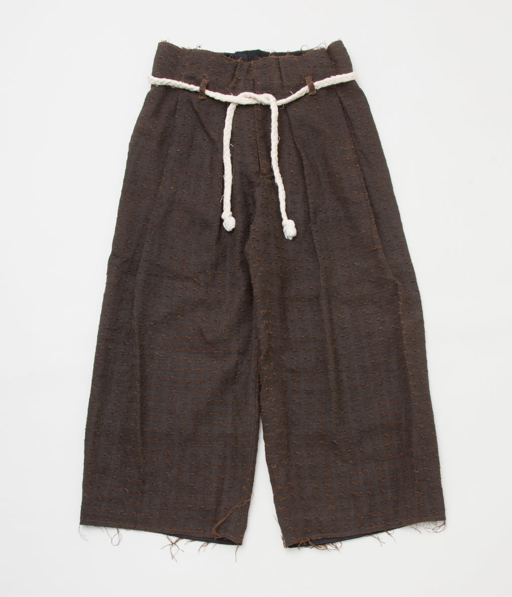 MONAD LONDON "NAKAMURA SHORTS (HANDWOVEN MUD DYED SILK 100%)"(NATURAL BROWN)