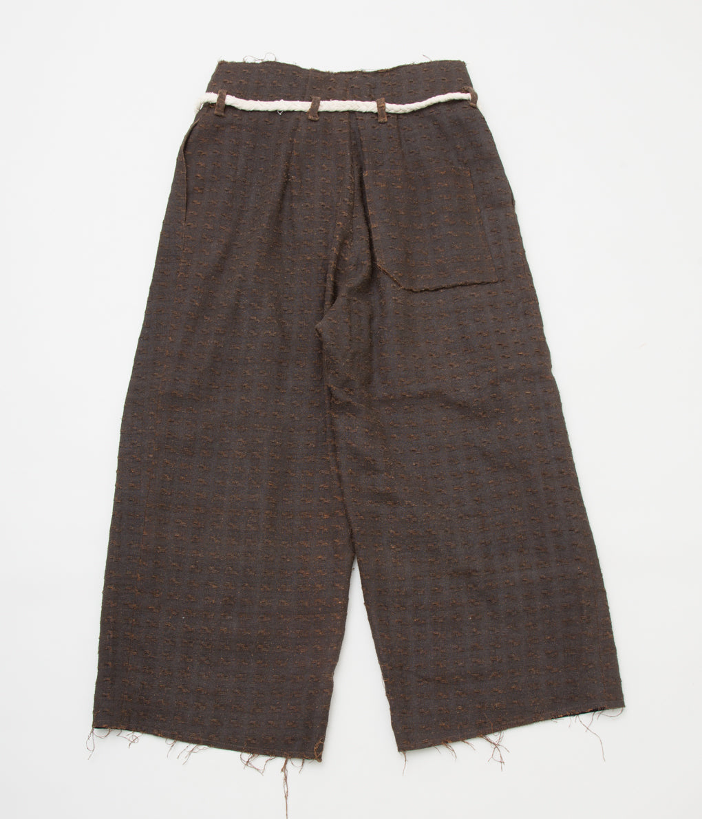 MONAD LONDON "NAKAMURA SHORTS (HANDWOVEN MUD DYED SILK 100%)"(NATURAL BROWN)